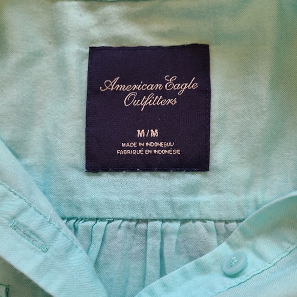 (1173) American Eagle Outfitters Woman's Long Sleeve Blouse, Size: Medium Green - Picture 4 of 8